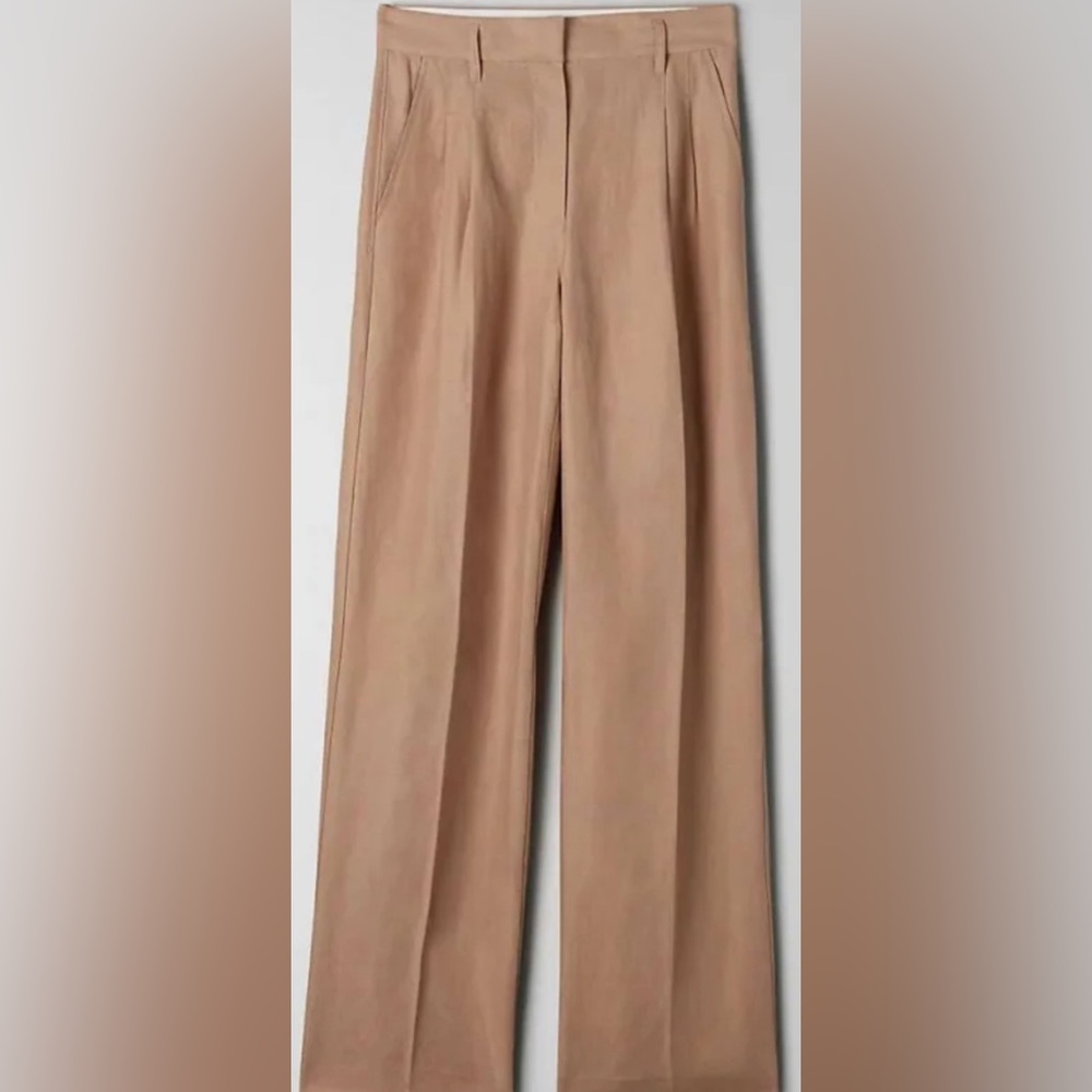 Aritzia honey beige linen the effortless pant